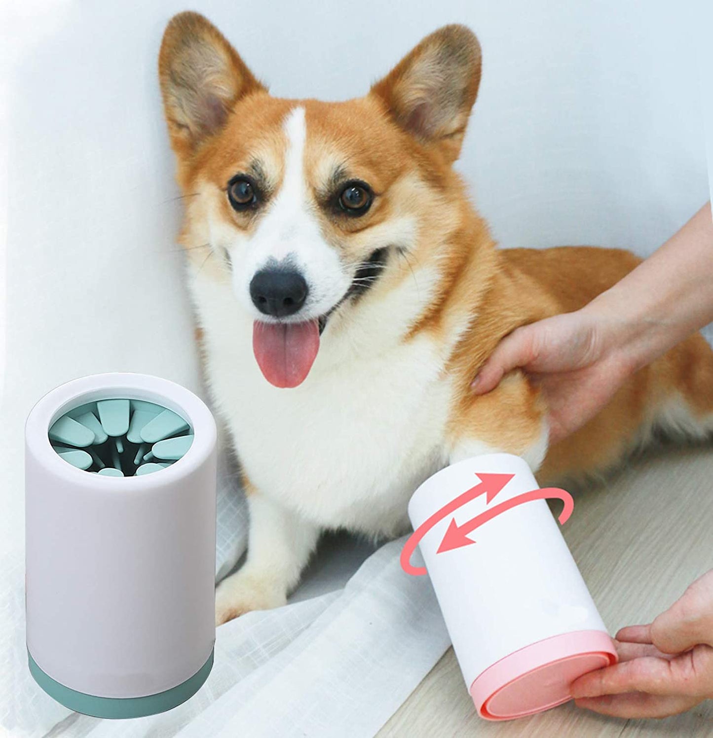 Dog Paw Cleaner - Portable Dog Paw Cleaner Foot Washer Cup for Small Medium Dogs and Cats Muddy Paw, Green L