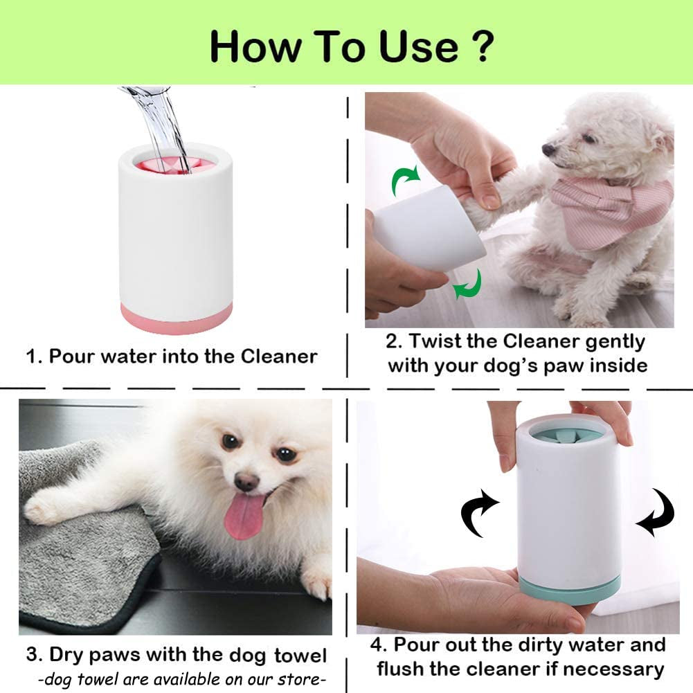 Dog Paw Cleaner - Portable Dog Paw Cleaner Foot Washer Cup for Small Medium Dogs and Cats Muddy Paw, Green L