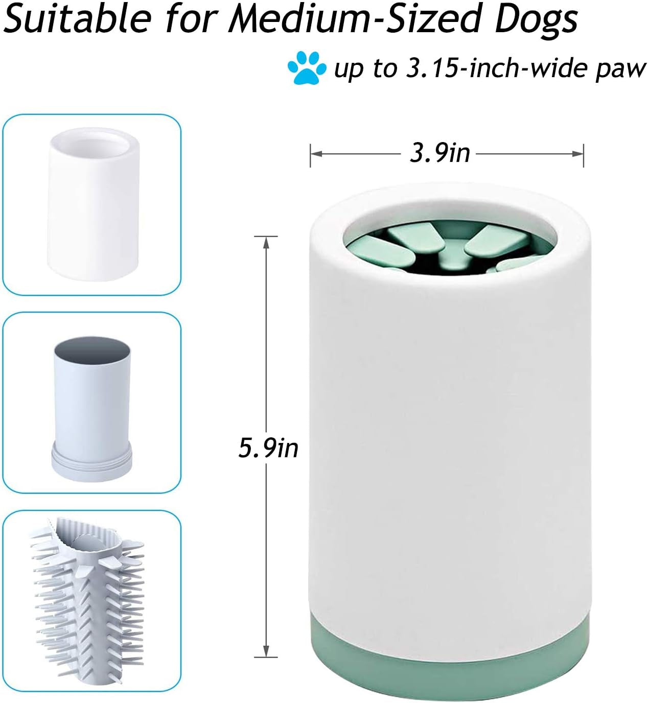 Dog Paw Cleaner - Portable Dog Paw Cleaner Foot Washer Cup for Small Medium Dogs and Cats Muddy Paw, Green L